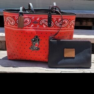 Vintage Coach X Disney Mickey Bandana Reversible Tote w/Wristlet F59376